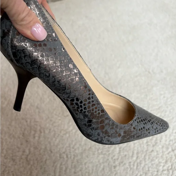 Sexy Calvin Klein heels in blue/copper snakeskin print leather & a touch of foil - Picture 6 of 16